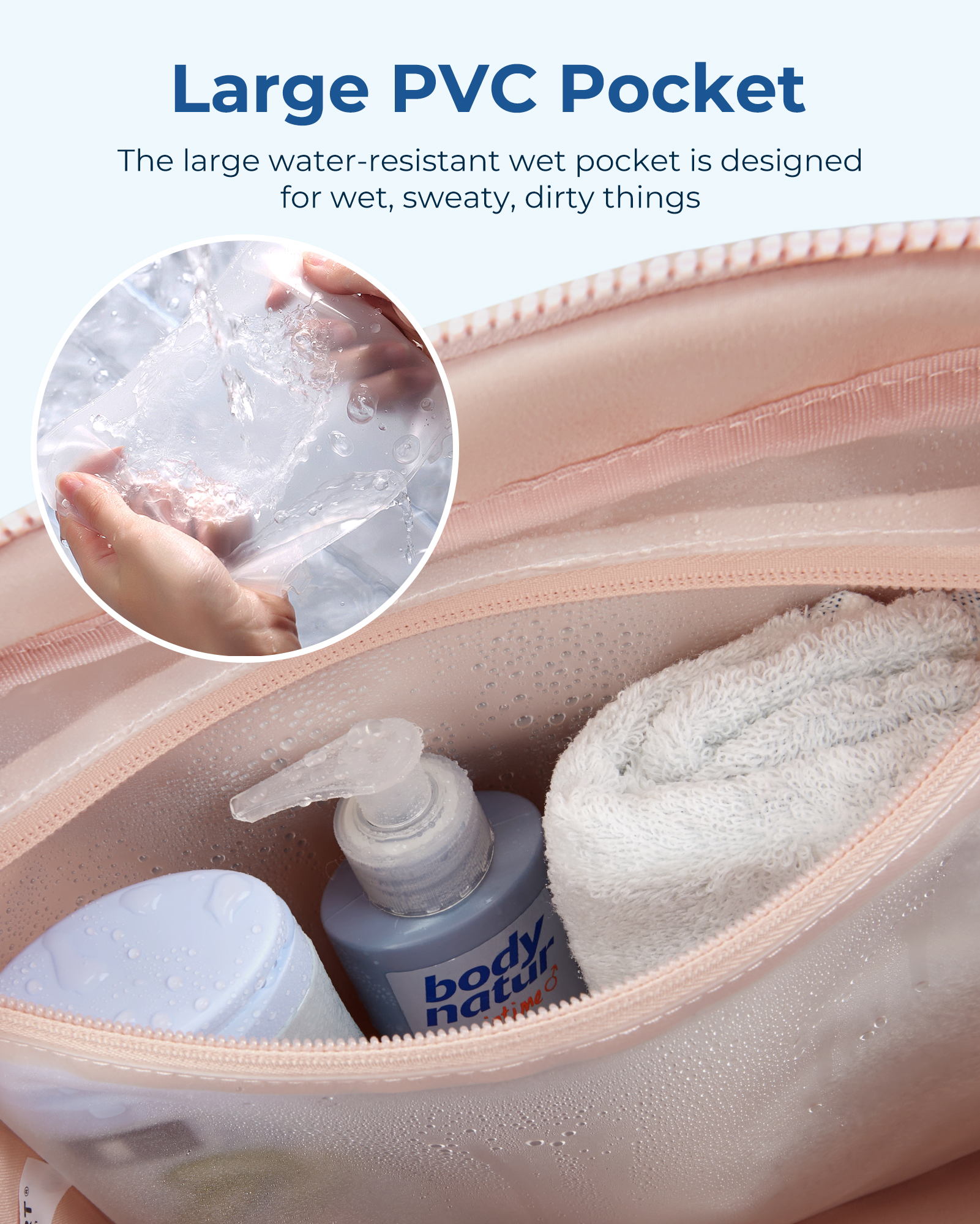 Waterproof Travel Duffel Bag with Wet Pocket, Women's Gym & Weekender Shoulder Bag, Durable Beach