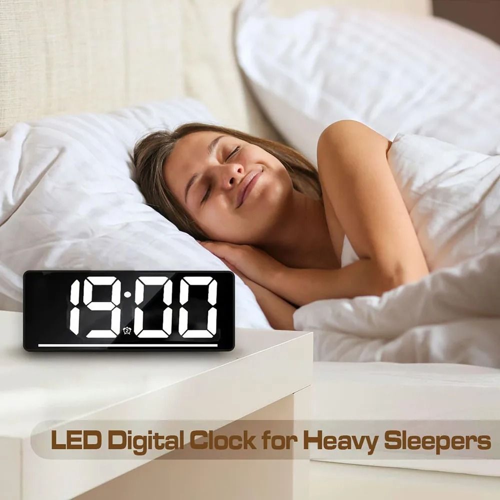 Large Display Digital Alarm Clock LED Table Clock with Temperature and Night Light