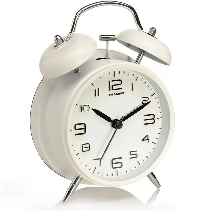 Classic Loud Twin Bell Alarm Clock with Backlight – Retro Metal Desk Clock, Battery Operated