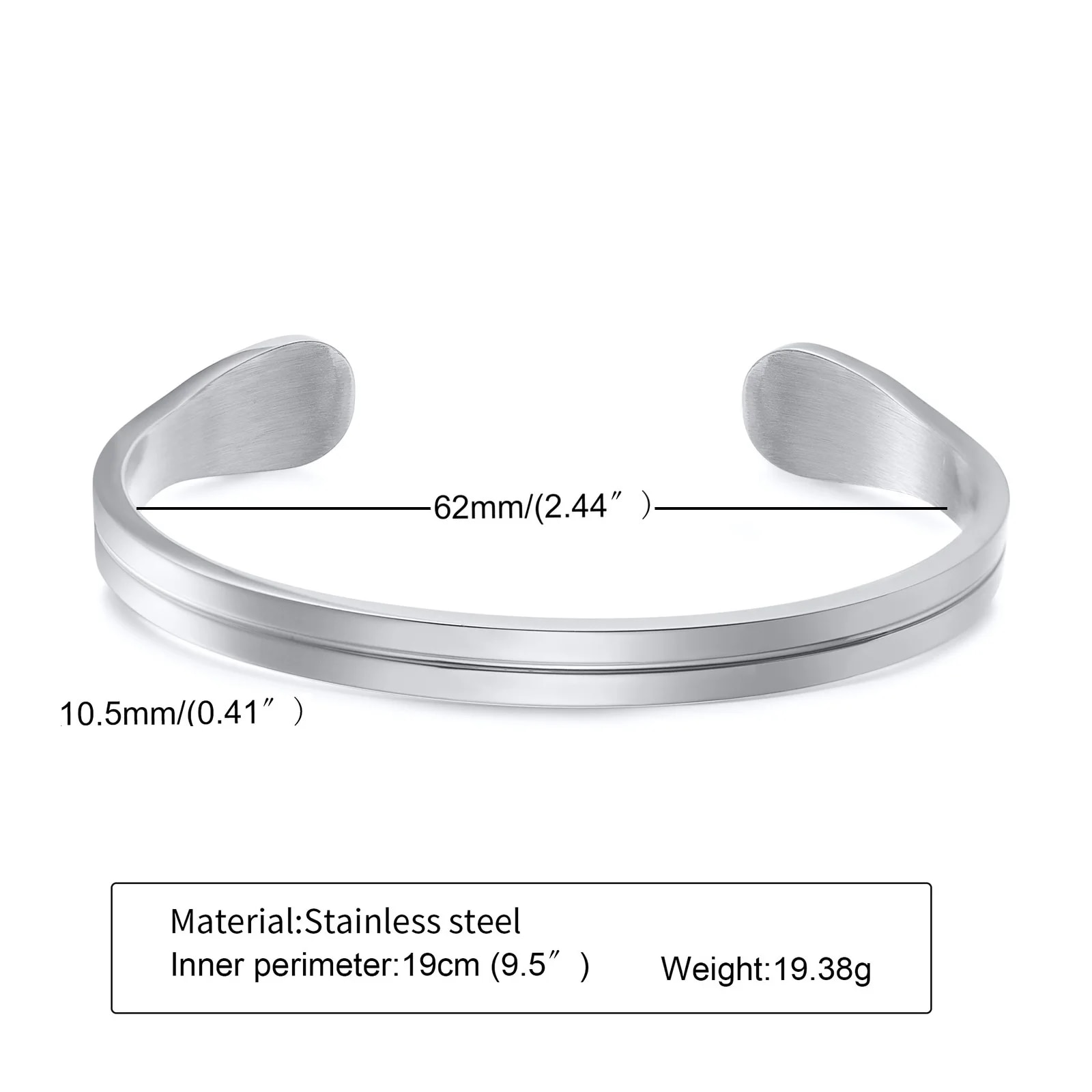 Stainless Steel Men's Thin Cuff Bracelet: Stylish Boyfriend Gift, Father's Day Present