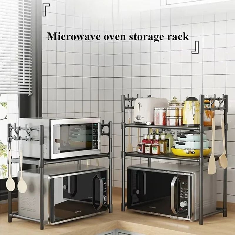 Multi Tier Kitchen Storage Rack Microwave Oven Shelf Countertop Organizer