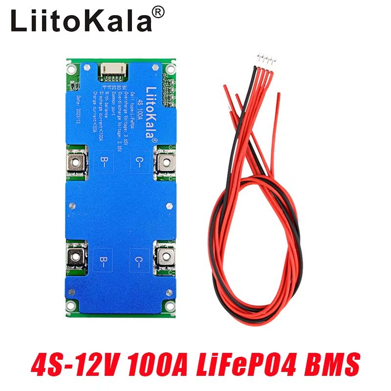 LiitoKala 4S 12V 100A BMS – LiFePO4 Battery Management System with Balanced Charging Protection