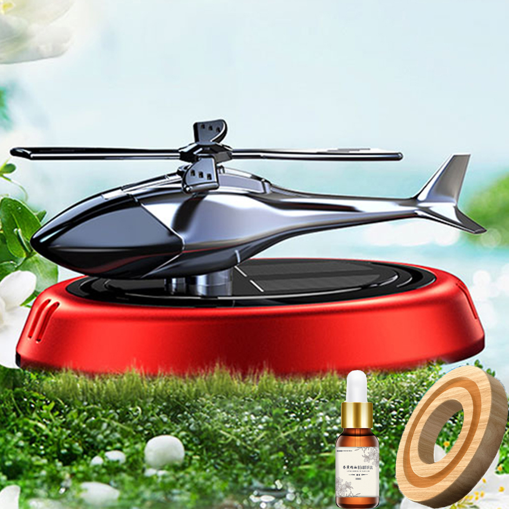 Solar Aromatherapy Car Air Freshener with Rotating Helicopter Design, Solar Powered Alloy Auto Aroma Diffuser Dashboard