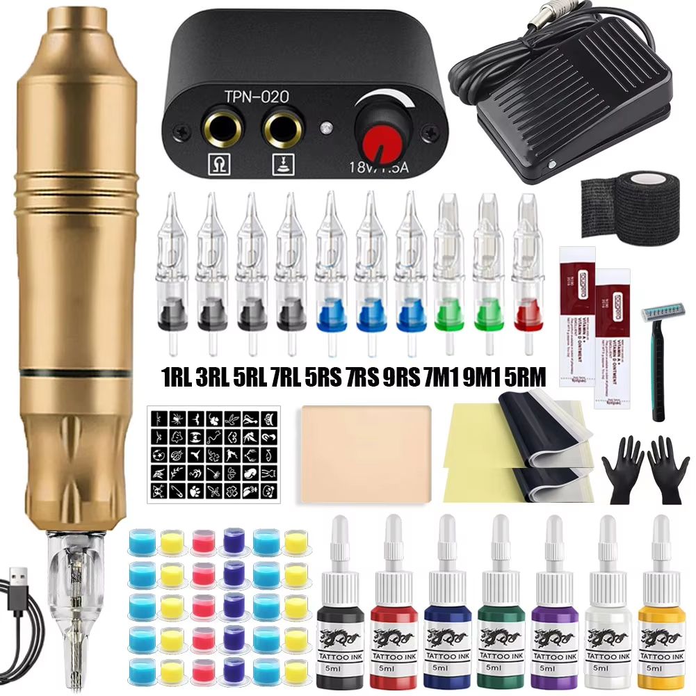Professional Rotary Tattoo Machine Kit – Complete Tattoo Pen Set with Power Supply & Needles
