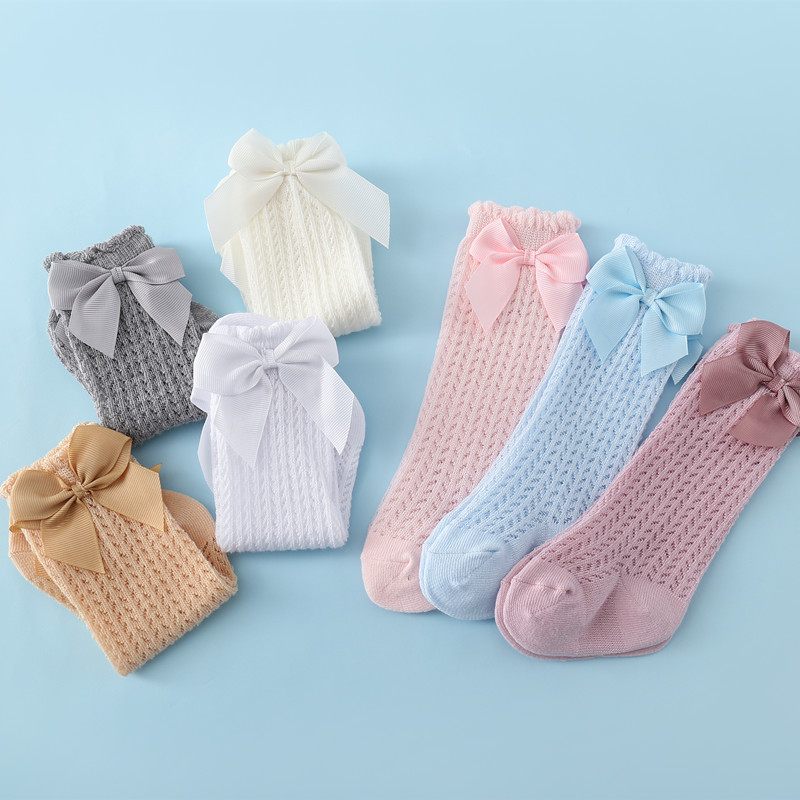 Summer Mesh Baby Knee Socks, Baby Girl Socks Baby Bow Cotton, Toddler Non Slip Infant Long Newborn Baby Boys