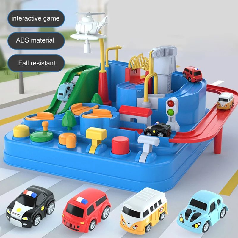 Racing Rail Car Model Toy, Interactive Train Track Adventure Set for Kids Educational STEM Toy with Space Rocket