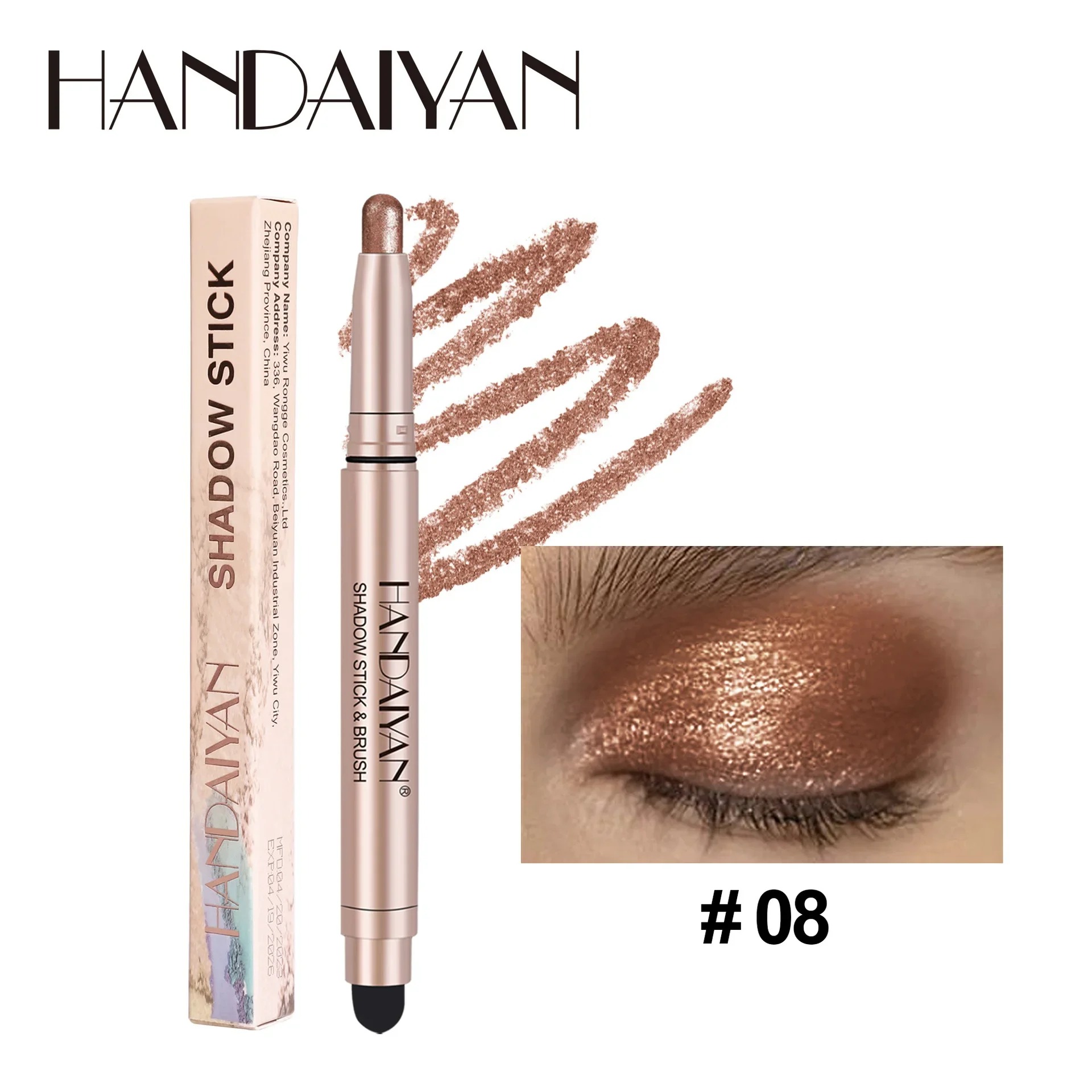 Waterproof Smoky Dark Black Eyeshadow Pencil Stick Matte Metallic Pearlescent Glitter Makeup Tool Highlighter Pen