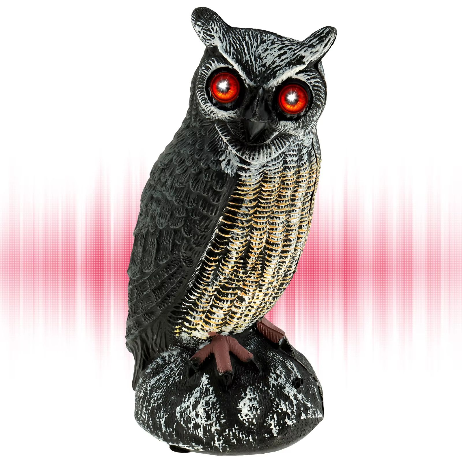 Solar Owl Bird Deterrent with Sound and Light Waterproof Garden Scarecrow