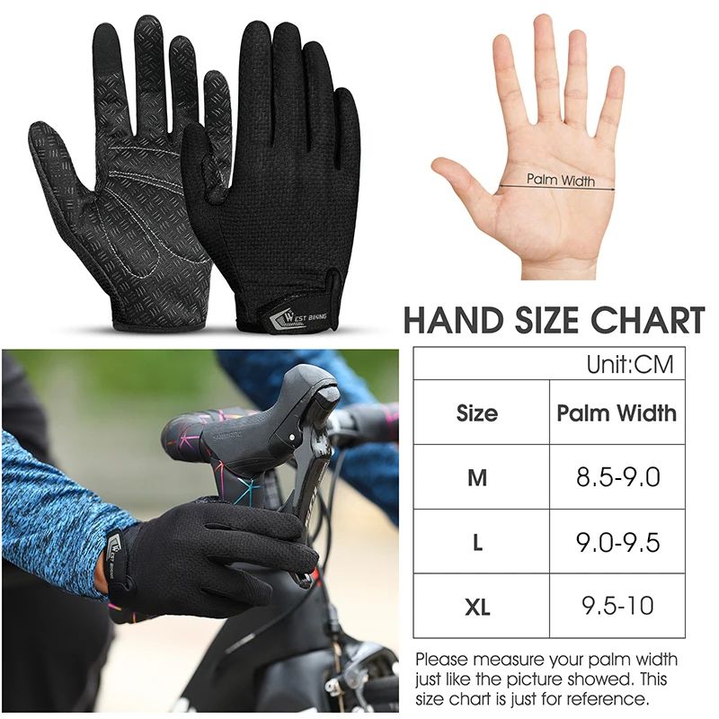 WEST BIKING Full Finger Touchscreen Cycling Gloves