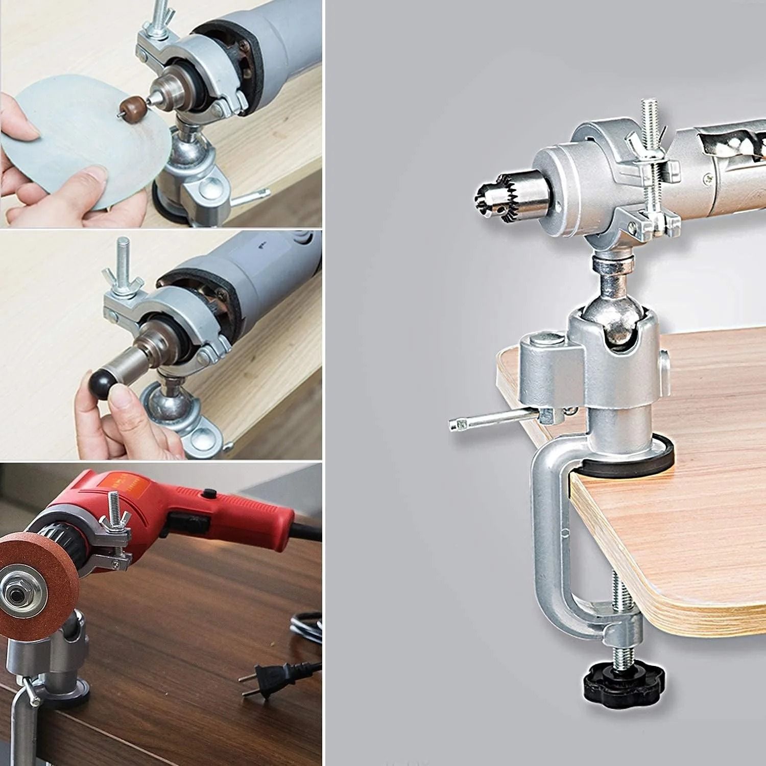 360 Degree Swivel Table Vise Drill Stand Holder Aluminum Alloy Tool Bracket