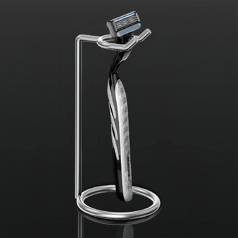 Stainless Steel Shaver Stand for Men, Razor Holder, Manual Shaver Display Rack, Portable Long Handle Shaver Storage