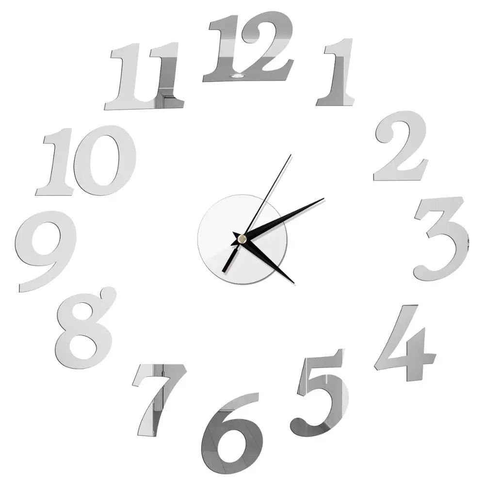 Modern DIY Mirror Wall Clock – Frameless 3D Decorative Wall Sticker Clock