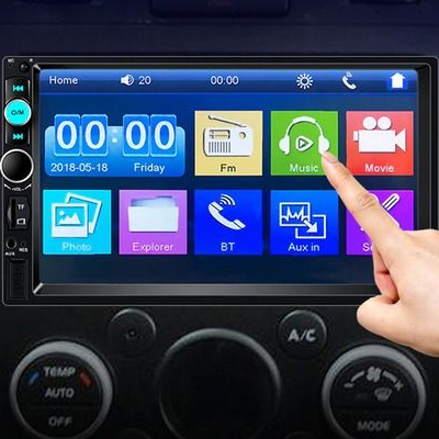 Bluetooth MP5 Car Player, Double 2 DIN Touch Screen Stereo, HD Radio with Camera, Hands-Free, Steering Wheel Control