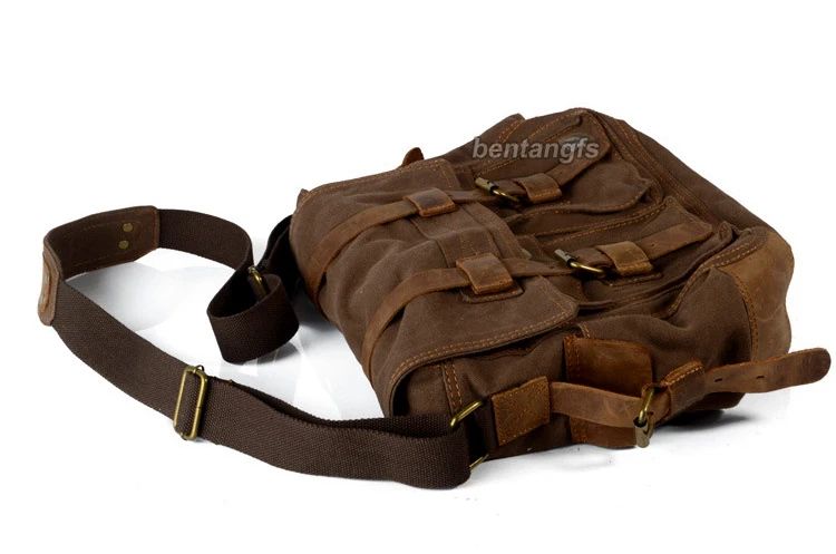 I AM LEGEND Canvas and Genuine Leather Men's Messenger Bag