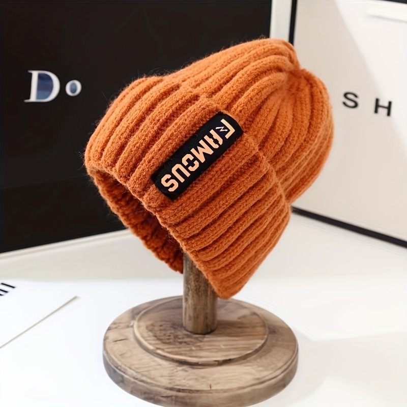 Breathable Chic Women's Knit Beanie - Stretchy Acrylic Fiber Ear-Warming Winter Hat with Long Label Design