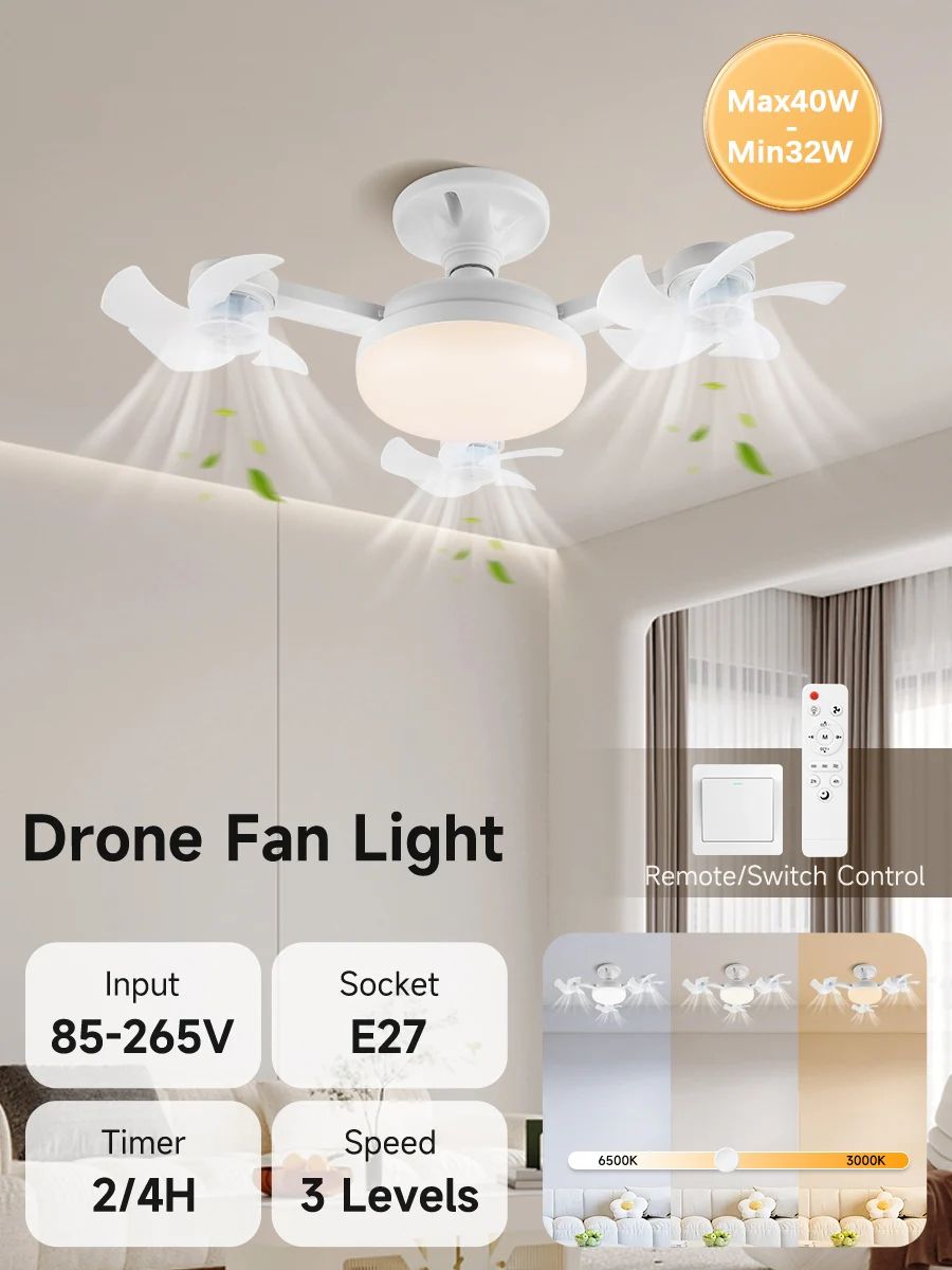 Modern LED Ceiling Fan with Light & Remote Control – 3-Speed Low Profile Cooling Solution