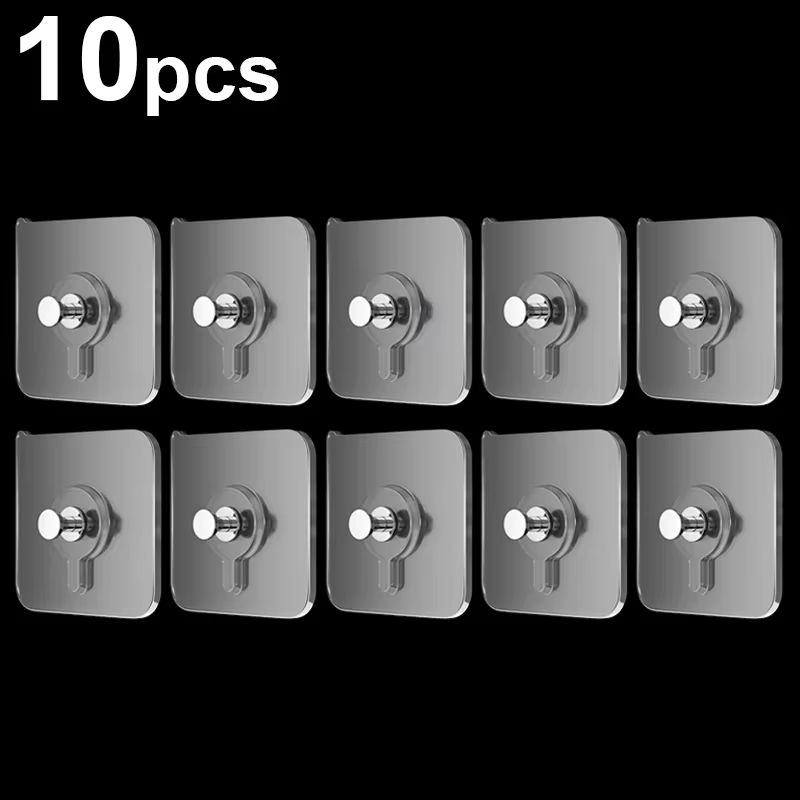 Multi-Pack Self-Adhesive Wall Hooks Transparent Strong Sticky Wall Hangers