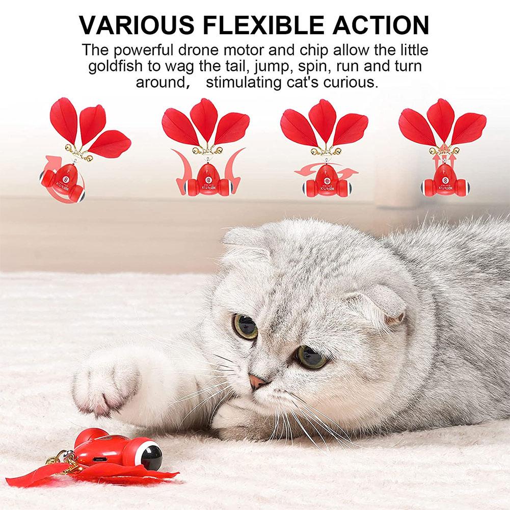 Kitifish Cat Toy: Automatic Smart Teasing Toy for Cats - Self Charging, Small Goldfish Design