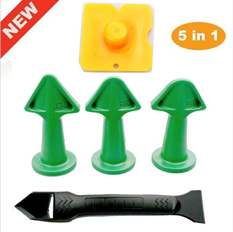 Premium 5-Piece Caulking Nozzle & Finishing Spatula Kit - Smooth Sealant & Grout Tool
