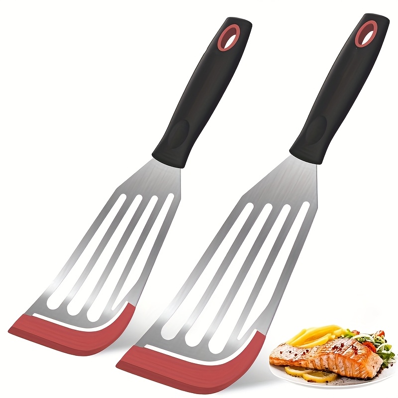 High Temperature Resistant Stainless Steel Silicone Spatula for Cooking & Frying Fish