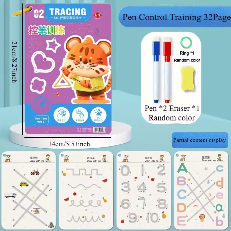 32-Page Reusable Magic Practice Notebook Set – Whole Brain & Pen Control Training