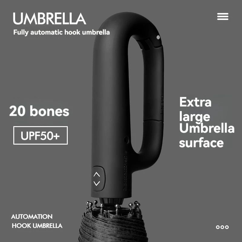 20 Rib Automatic Windproof Umbrella Extra Large Folding Sun and Rain Protection
