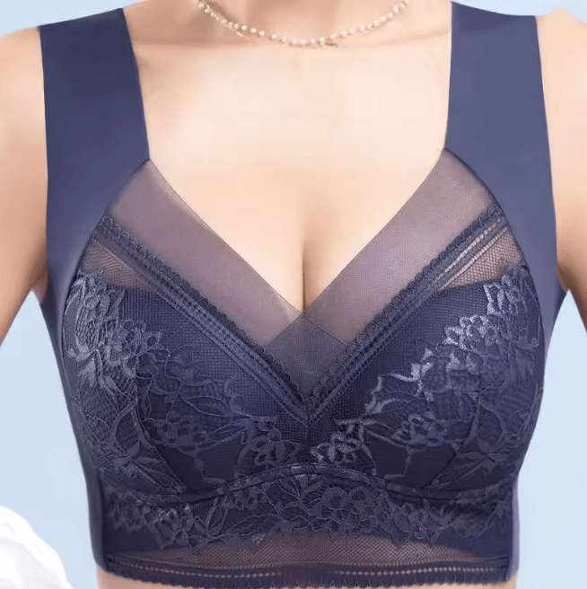 Plus Size Ice Silk Seamless Wireless Bralette with Lace Support