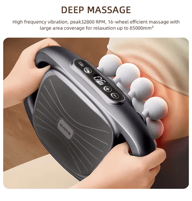 Deep Tissue Massage Gun Electric Muscle Massager with 16 Heads