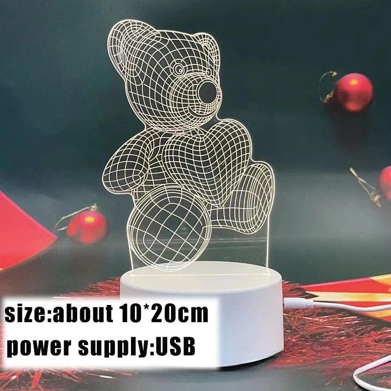 3D Bear Lamp Acrylic USB LED Night Light