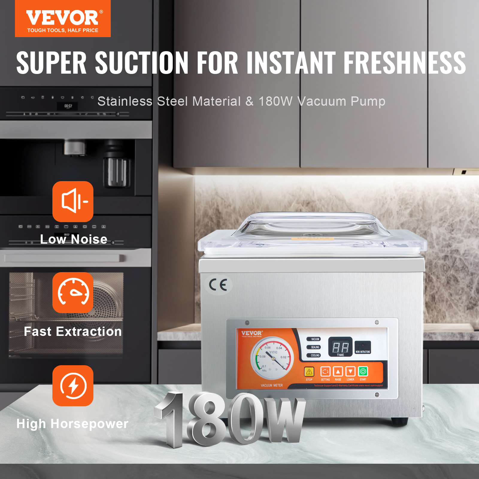 Premium Chamber Vacuum Sealer Machine, Sealing Length for Kitchen Food and Meat Preservation