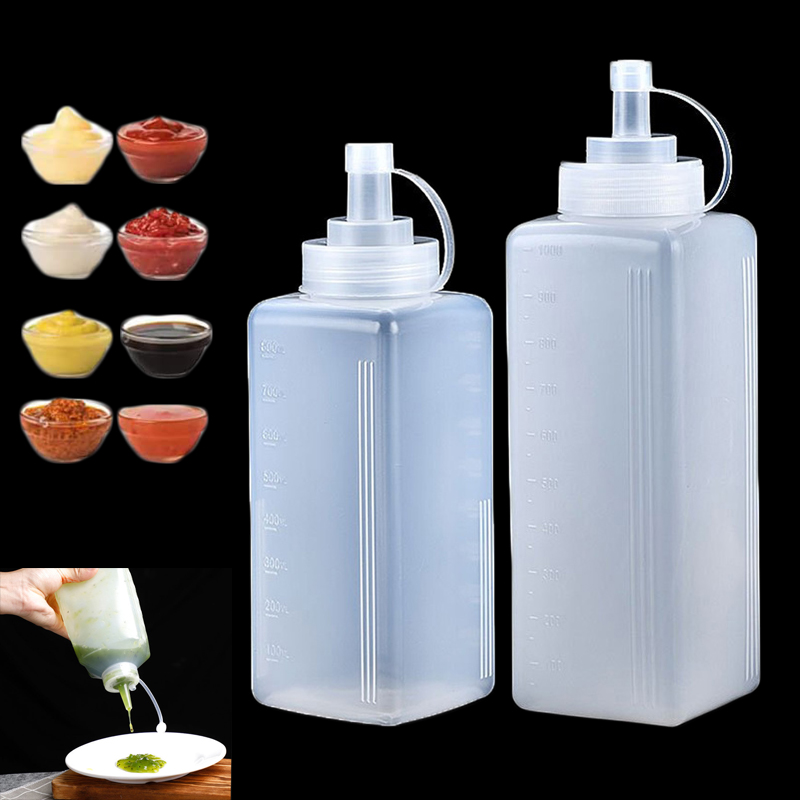 Squeeze Condiment Bottle with Lid Plastic Salad Dressing & Jam Dispenser for Easy Kitchen Storage