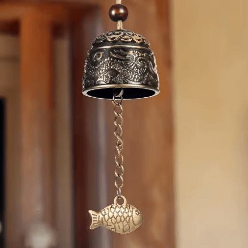 Vintage Dragon Feng Shui Wind Chime Metal Good Luck Hanging Bell for Home and Garden