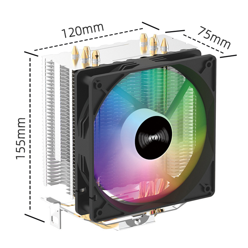 CPU Cooler with 4 Heat Pipes, 3PIN PWM Silent RGB Fan, Compatible with Intel & AMD