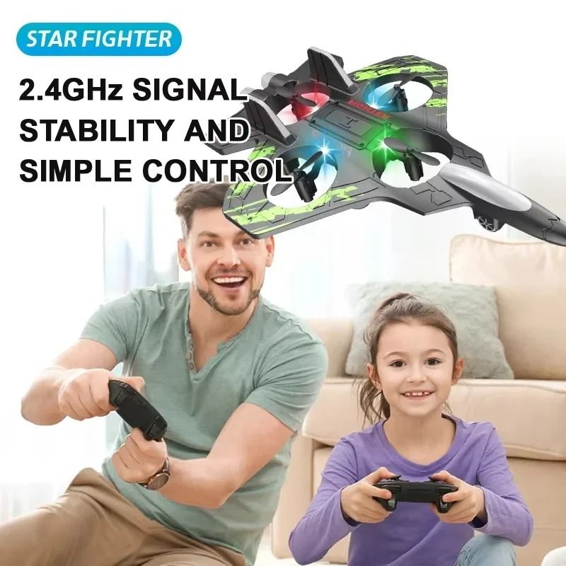 2.4G Remote Control Foam Fighter Plane with LED Lights and Stunt Tumbling