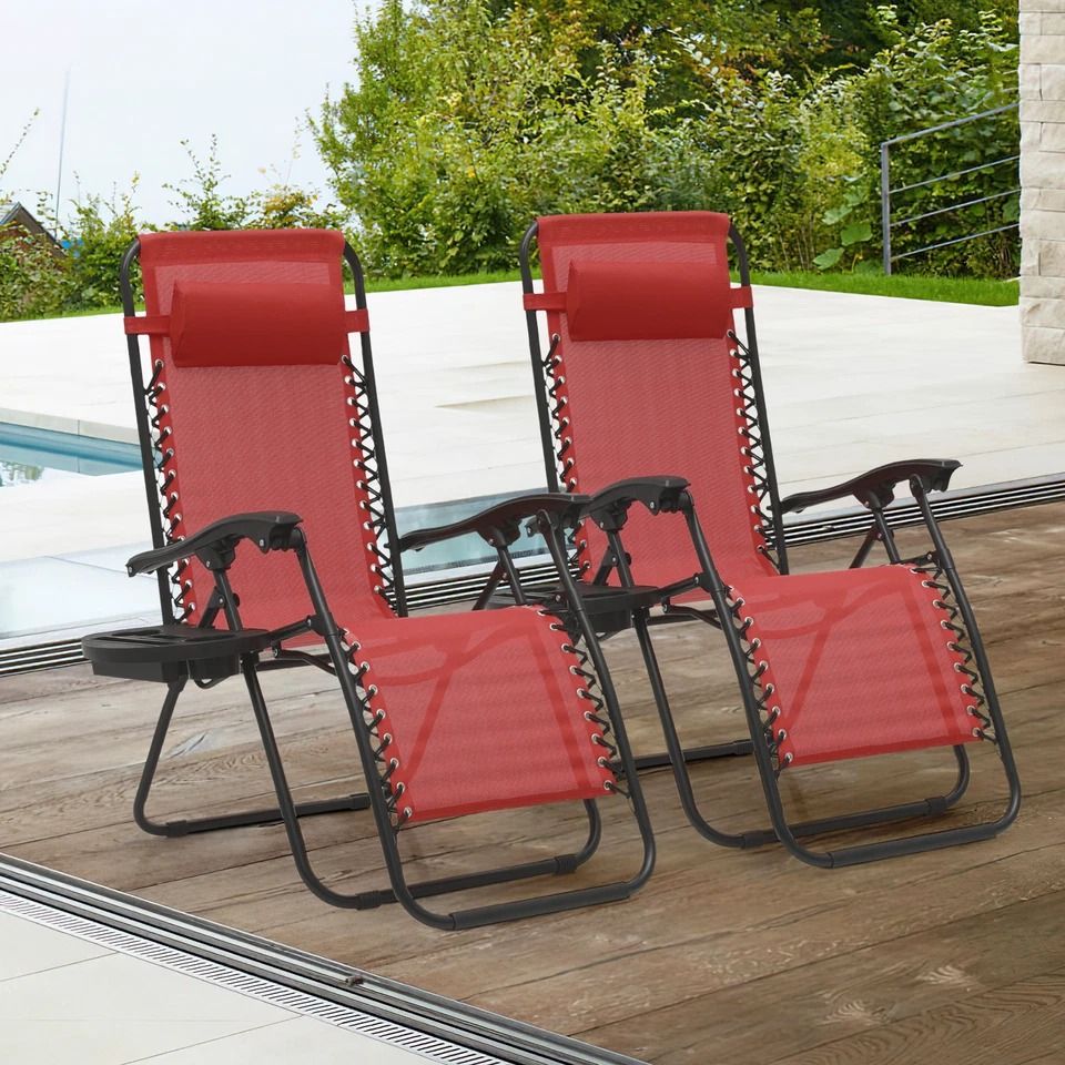 Zero Gravity Lounge Chair, Foldable Outdoor Recliner, with Drink Holder, Adjustable Headrest, Beach Chair for Relaxing