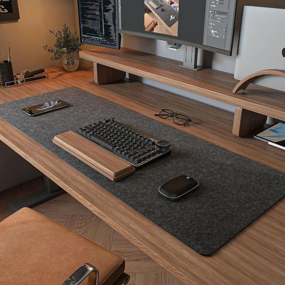 Wool Felt Mouse Pad Large Desk Mat for Keyboard and Mouse, Non-Slip Desk Protector