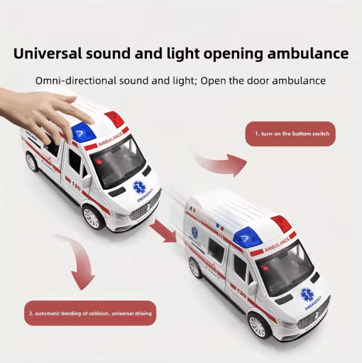 Childrens Ambulance Model Toy Car Light Music Simulation Emergency Vehicle