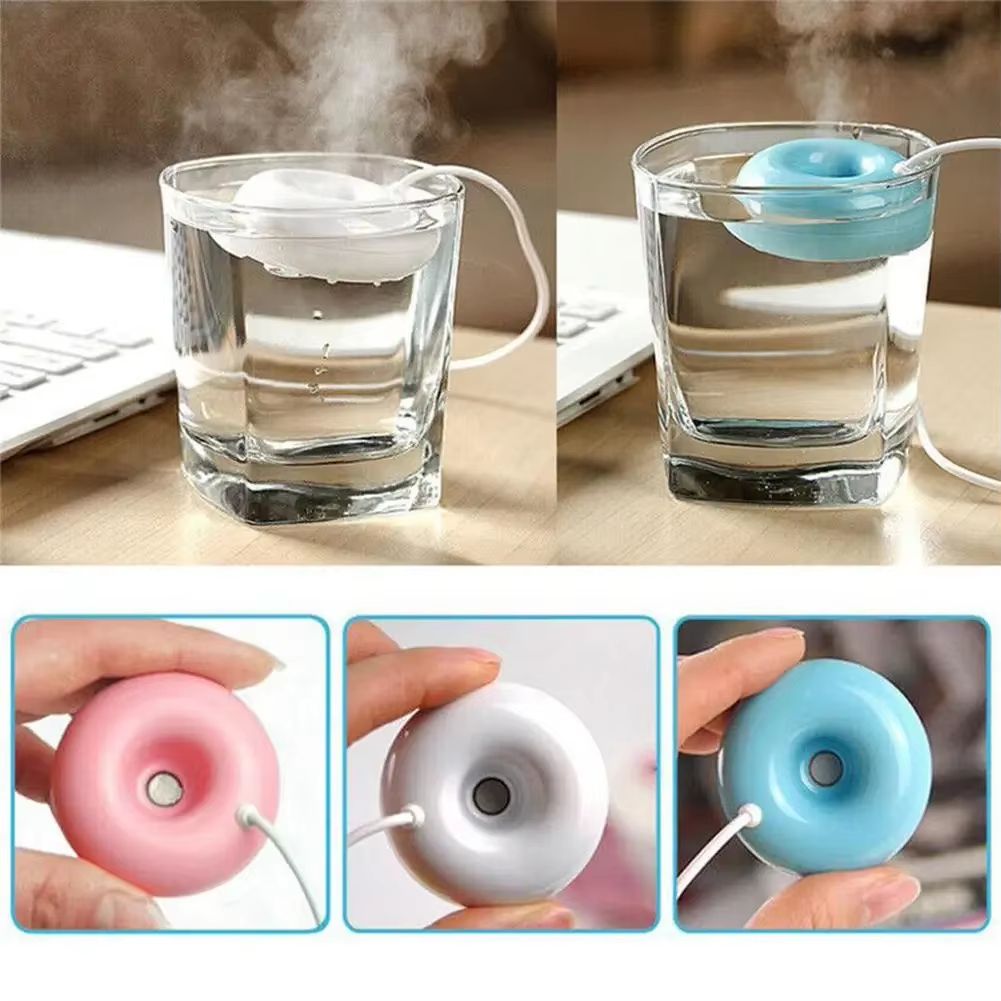 Mini USB Humidifier Donut Design Negative Ion Air Purifier Portable Desktop Mist Diffuser