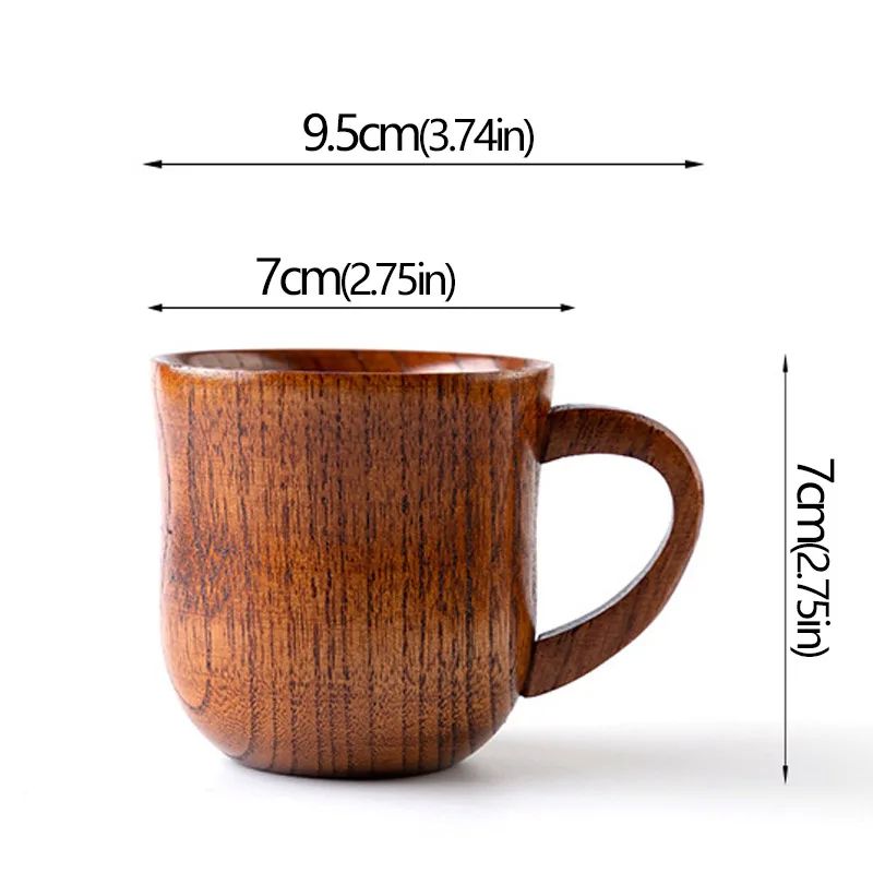 Handcrafted Jujube Wood Mug – Natural Wooden Coffee Cup with Ergonomic Handle