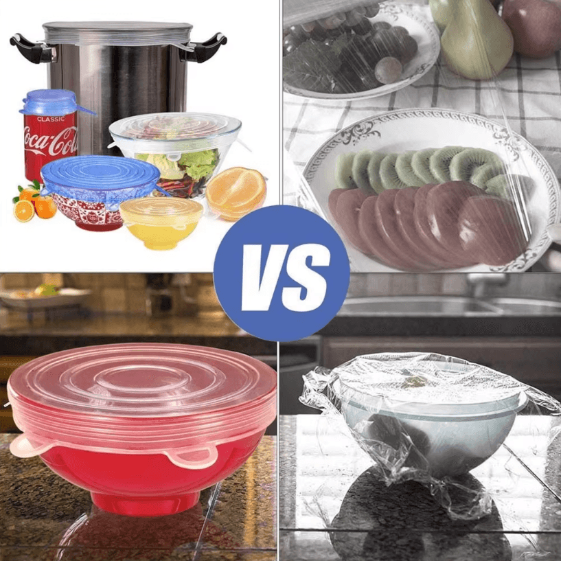 6 Pcs Silicone Cover Stretch Lids Universal Adaptable Kitchen Bowl Caps