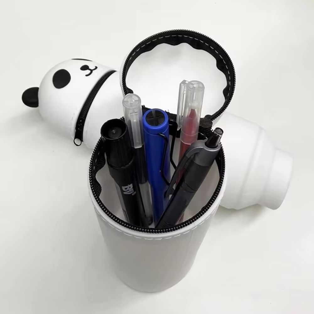 Silicone Cartoon Animal Pencil Case Foldable Pen Pouch with Zipper