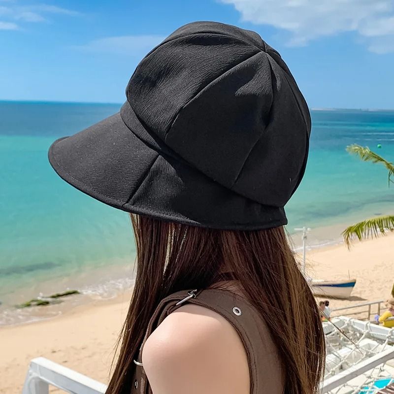 Womens Foldable Wide Brim Sun Bucket Hat
