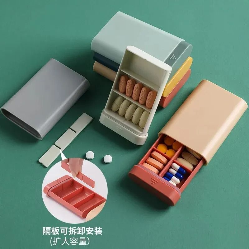 6-Grid Rectangle Medicine Box – Portable Vitamin & Pill Storage Case