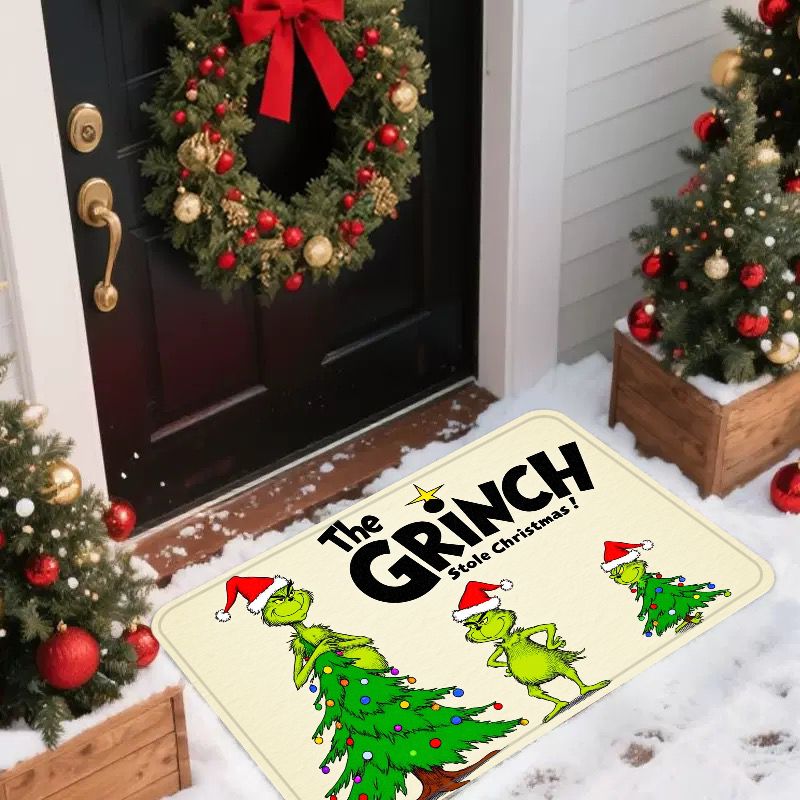 Christmas Grinch Rug, Living Room Entryway Holiday Decor, Skin-Friendly, Wear-Resistant, Easy-to-Clean