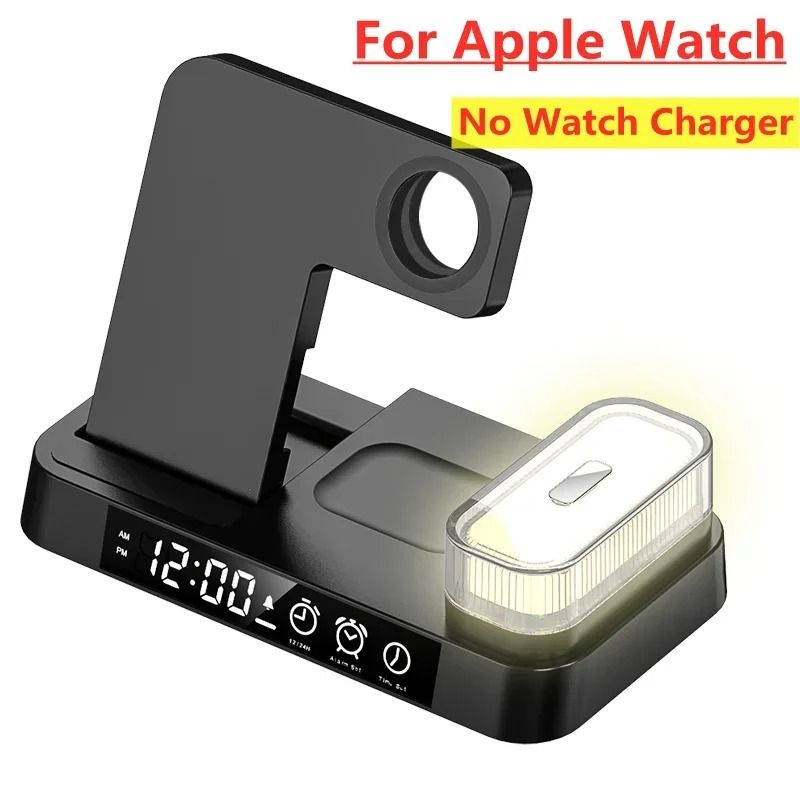 30W 3-in-1 Wireless Charging Stand Alarm Clock Night Light Station