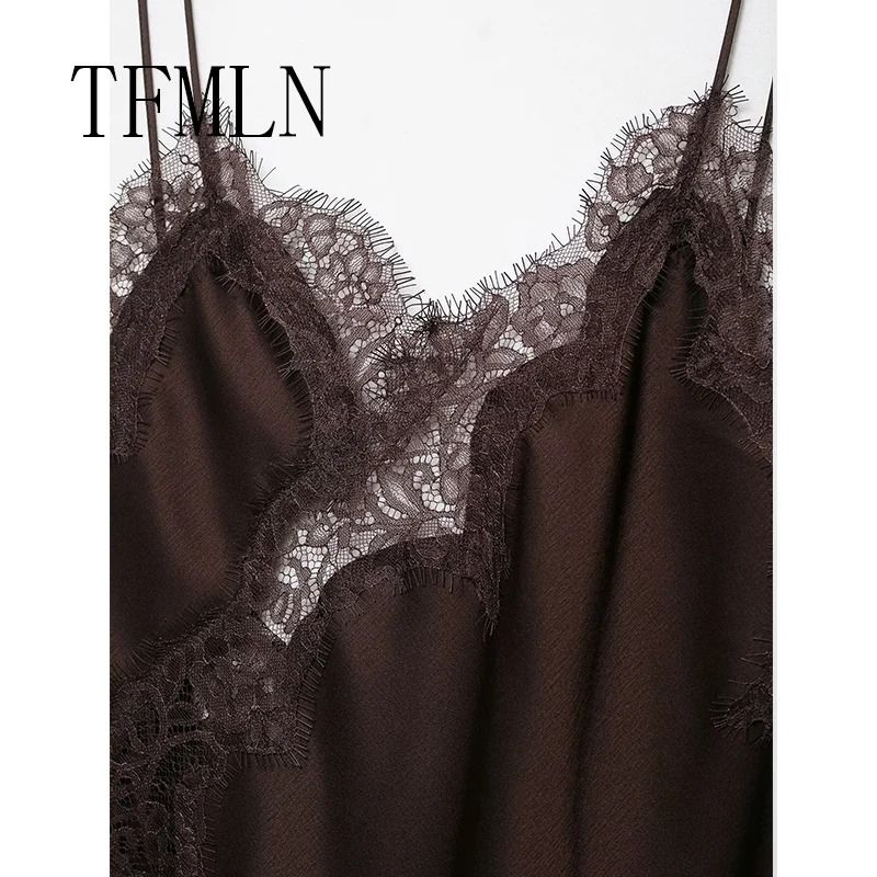 Womens Sexy Irregular Lace Dress | Premium V-Neck Suspender Hem Long Dress