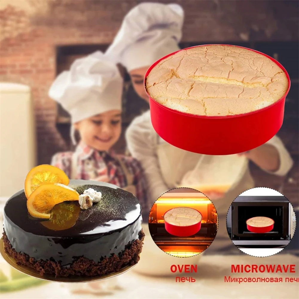 Round Silicone Cake Mold Tray, Nonstick Baking Pans, Reusable Kitchen Bakeware
