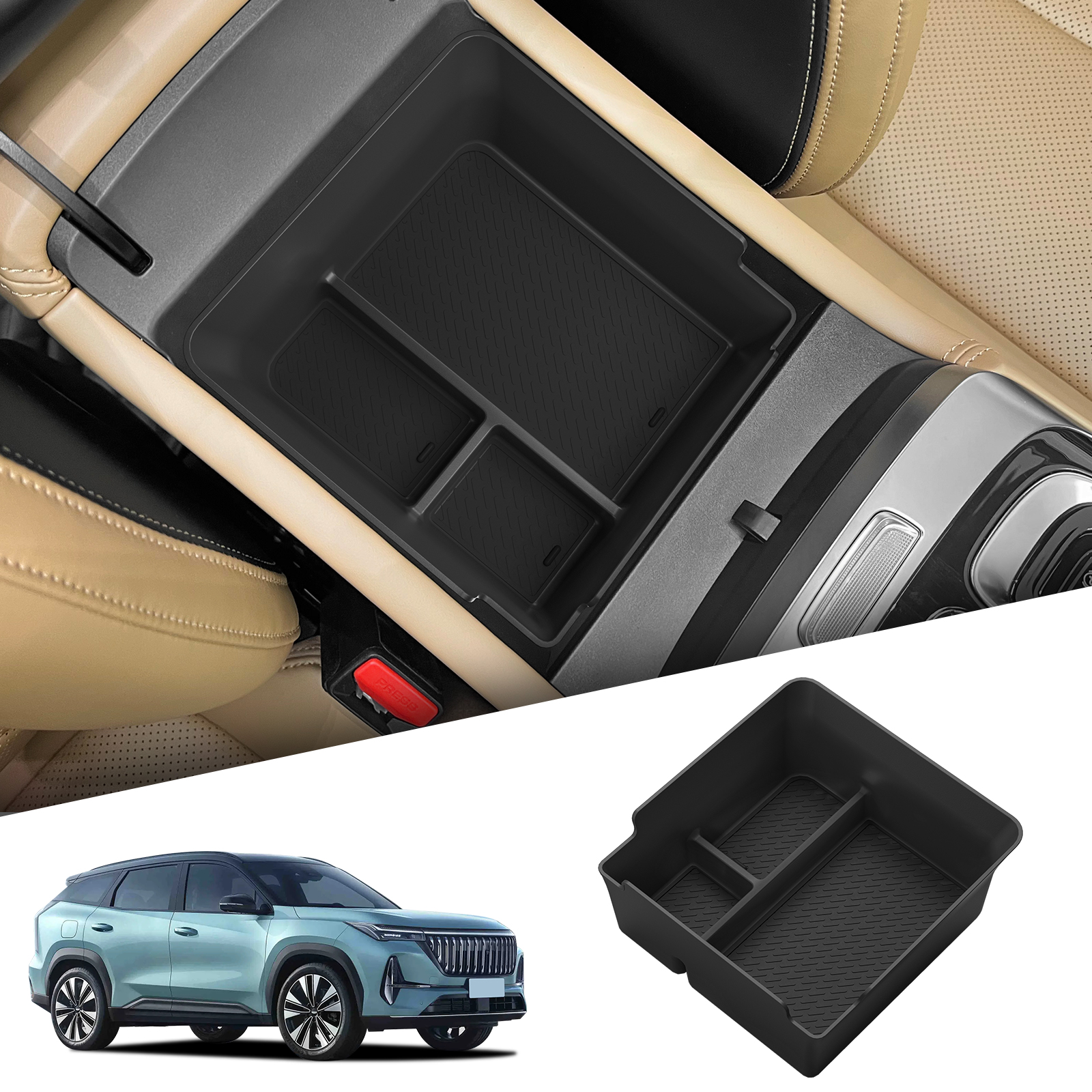 SMABEE for Geely Boyue Starray Center Console Armrest Storage Box, ABS Car Tray Organizer & Tidying Accessories