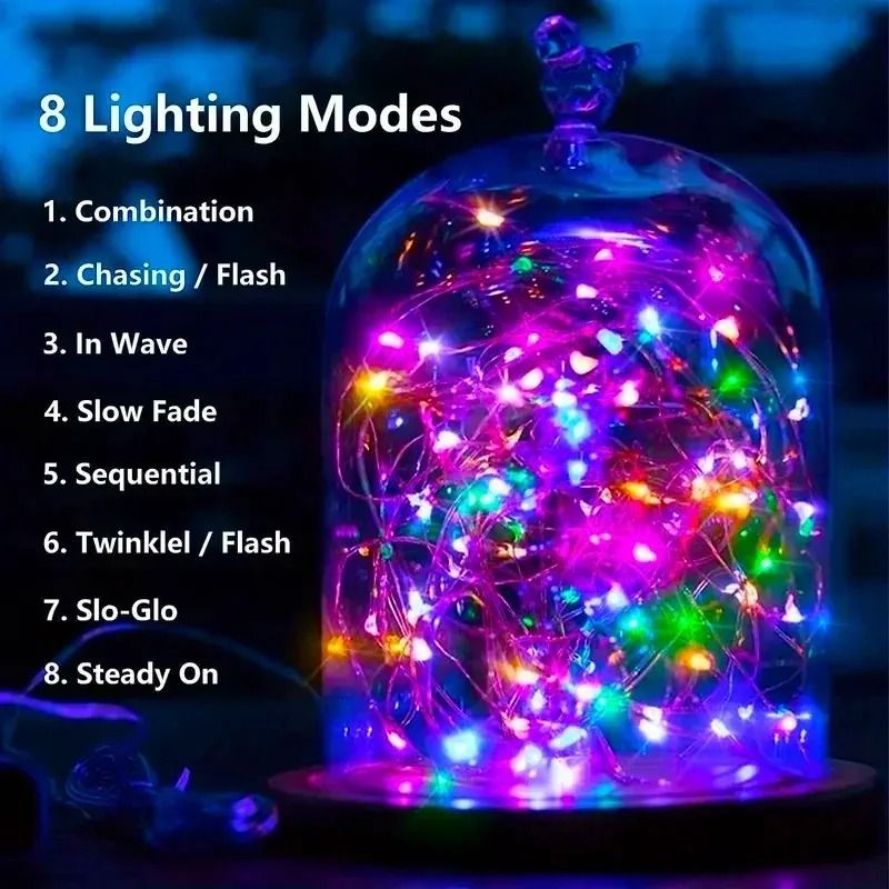Solar Fairy String Lights with 8 Modes – Waterproof Copper Wire Garden Lights
