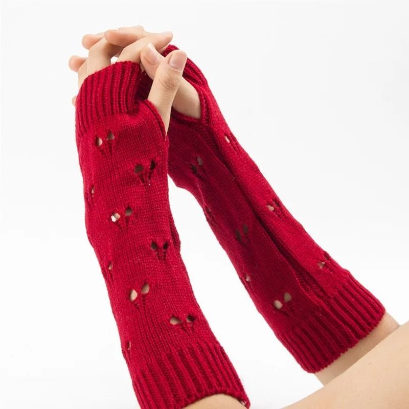 Stylish Arm Warmers Fingerless Gloves Y2K Fairy Grunge Goth Knit Sleeves